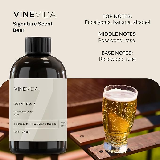 VINEVIDA [4oz] Beer Fragrance Oil for Candle Making and Soap Making - Premium Candle Scents for Soy Candles