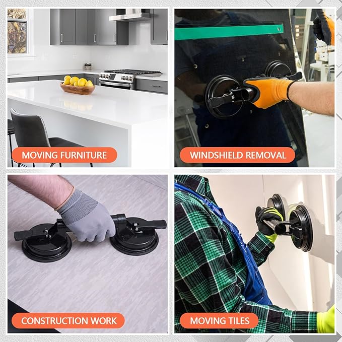 Floor Gap Fixer Tool Kit for Laminate Floor Gap Repair Aluminum Heavy Duty Suction Cup and Rubber Mallet Set for Floating Wood Floors and Moving Glasses(Black)