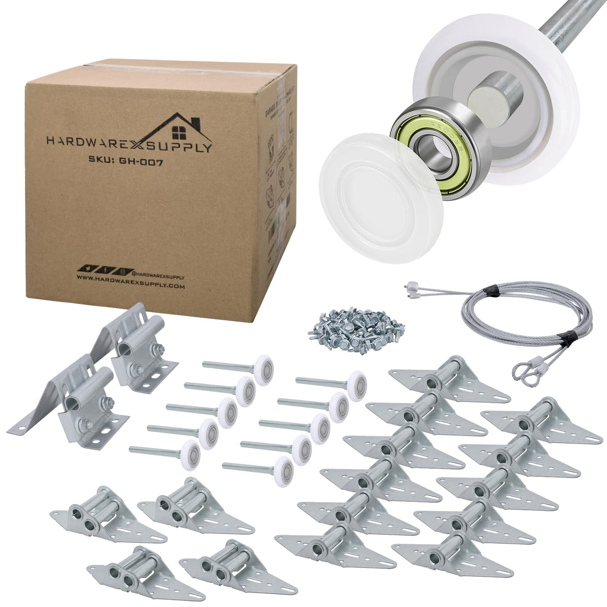 Garage Door Hinge Roller Bracket Hardware Tune Up Kit (7' - Image 1