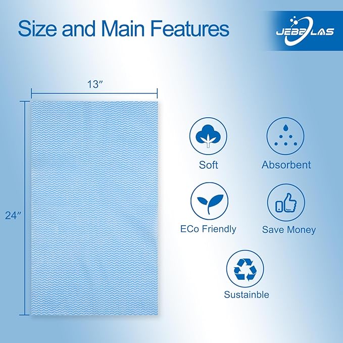 JEBBLAS Cleaning Towels, Dish Towels and Dish Cloths, Reusable, Absorbent, Dry Quickly, 60 Sheets/Pack, Yellow