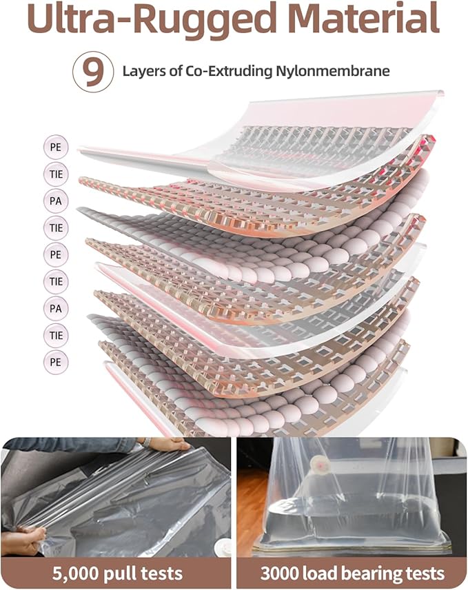 Vacuum Storage Bags for moving, Vacuum Seal Bags for Memory Foam, Latex, Clothing & Bedding, Space Saver Bags for Organization and Storage(10 Large)