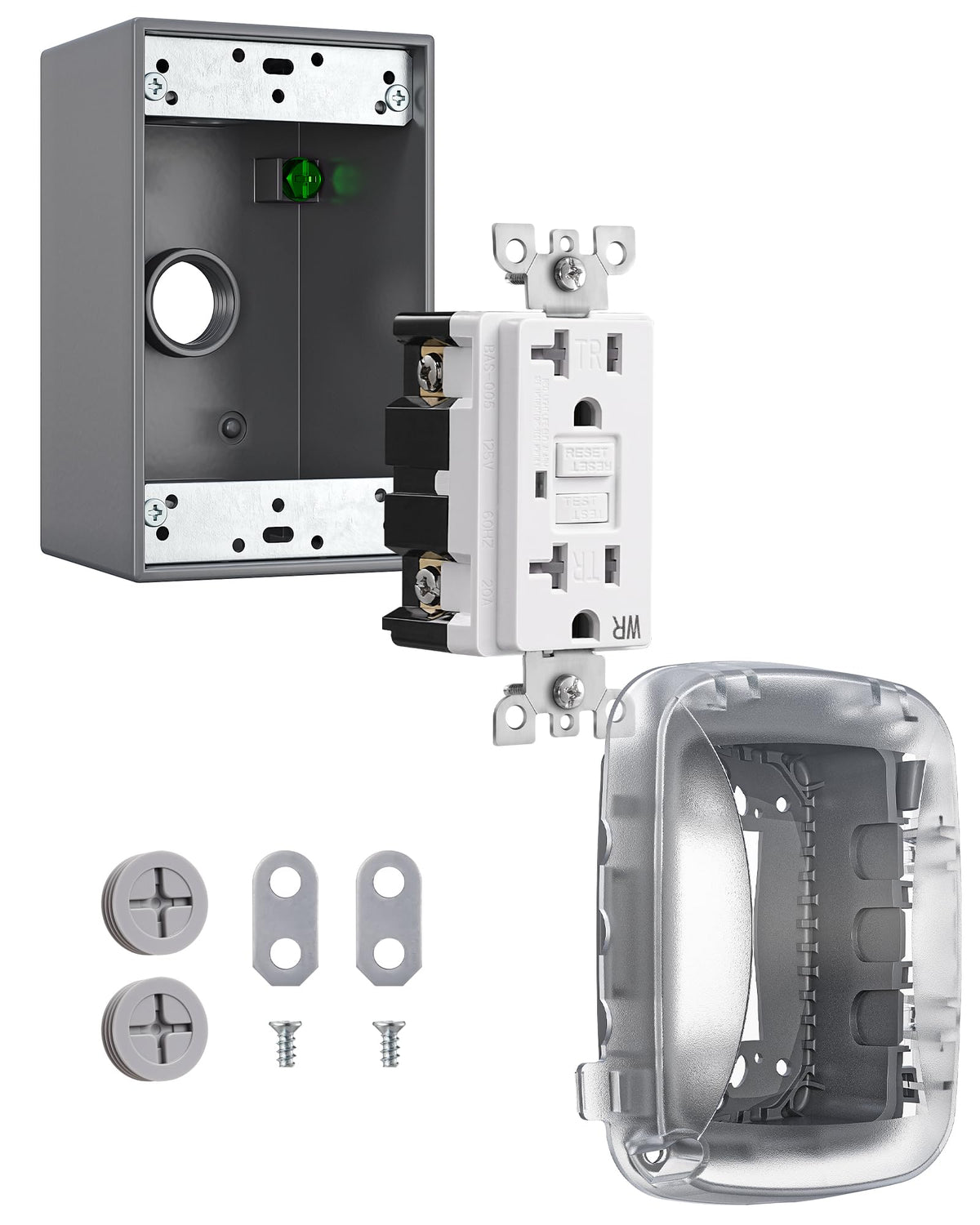 DEWENWILS 20A Outdoor Outlet Box, NEMA WR/TR 5-20R GFCI Outlet - Image 1
