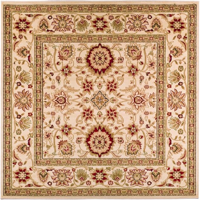 SAFAVIEH Lyndhurst Collection Area Rug - 5'3" Square, Ivory & Ivory, Traditional Oriental Design, Non-Shedding & Easy Care, Ideal for High Traffic Areas in Living Room, Bedroom (LNH212L)