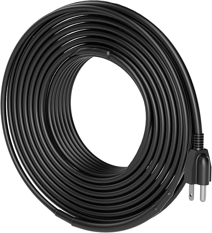 VEVOR Self-Regulating Pipe Heating Cable, 24FT 5W/FT Heat Tape for Pipes, Roof Snow Melting De-icing, Gutter and Pipe Freeze Protection