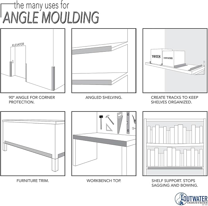 Outwater Plastics 519-CL 1/2 Inch X 7/16 Inch X 3/64 (.047) Inch Thick Clear Butyrate Clear Plastic Even Leg Angle Moulding 46 Inch Lengths (Pack of 3)
