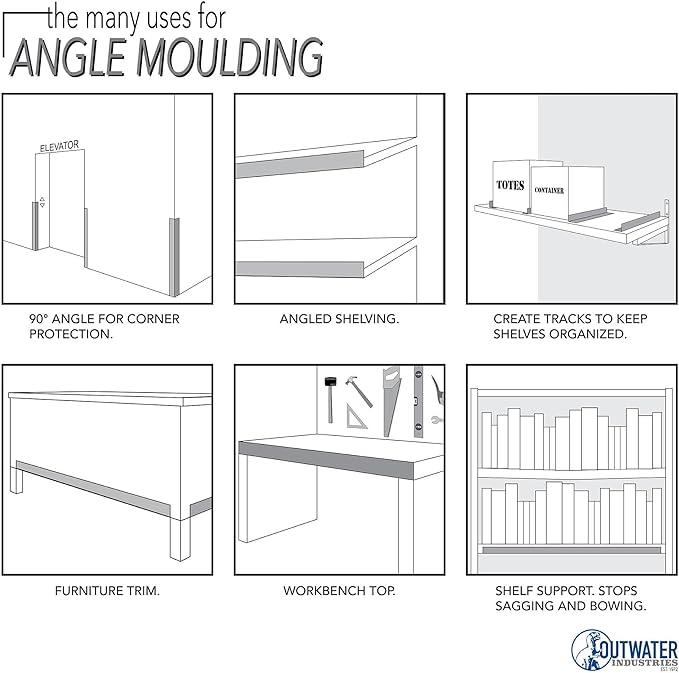 Outwater Plastics 1936-Wh White 1 X 1 X 7/64 (.100) Inch Thick Styrene Plastic Even Leg Angle Moulding 46 Inch Lengths (Pack of 3)
