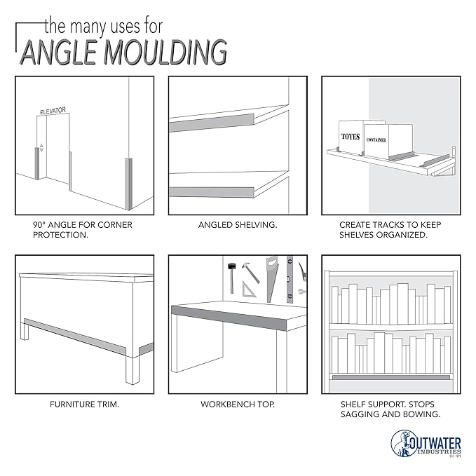 Outwater Plastics 520-CL 1/2 Inch X 1/2 Inch X 3/64 (.047) Inch Thick Clear Butyrate Clear Plastic Even Leg Angle Moulding 36 Inch Lengths (Pack of 4)