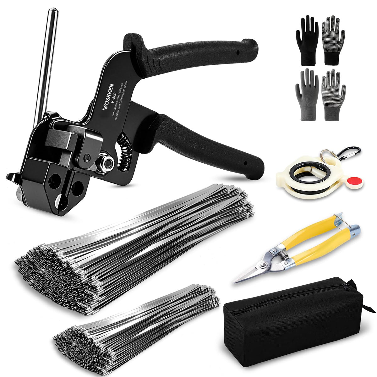 Metal Zip Ties Tool Kit with 300PCS 7.8/11.8" 304 - Image 1