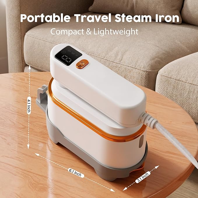 Portable Travel Steamer for Clothes, 1200W Powerful 2 In 1 Steamer & Iron,10s Fast Heat,4 Modes with LED Display, 150ml Water Tank Powerful Wrinkle Remover for Home,Office, Travel