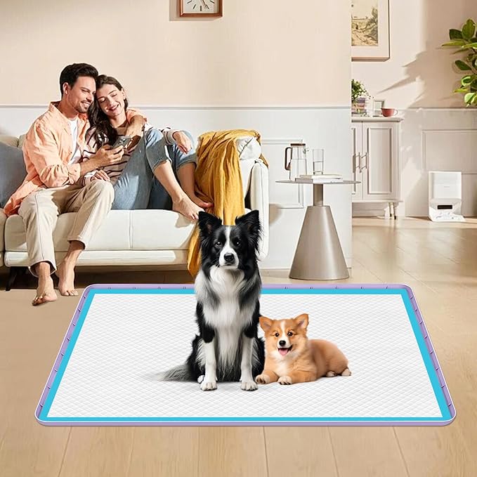 Pee Pad Holder for Dogs, 34" x 22" Silicone Pee Tray Mat Leak-Proof, High Edge, No Spill Pet Pad Holder for Puppy, Cat, Rabbit, Training Pads for Floor Protection, No Pee Pads (Purple)