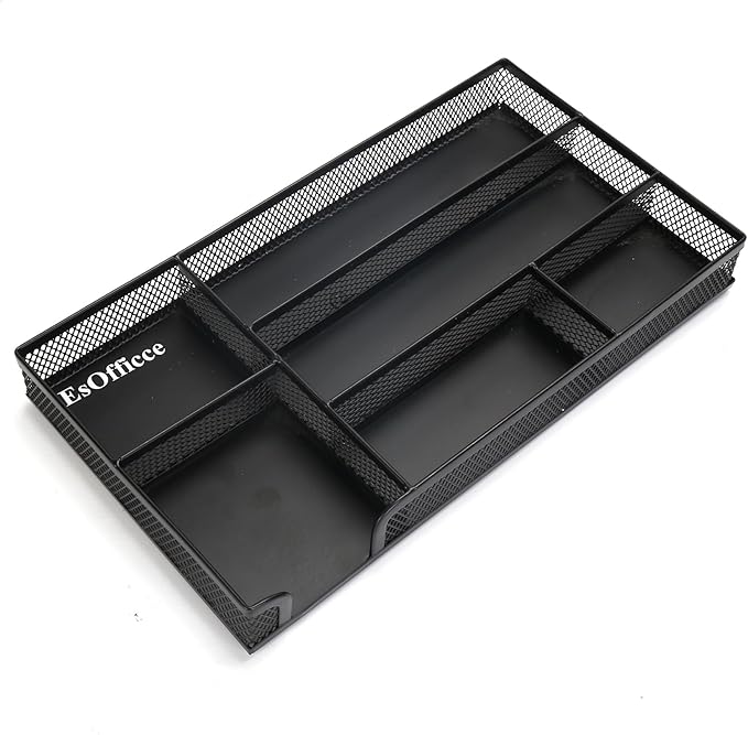 Drawer Organizer, Desk Organizer, Black Metal Mesh Drawer, Desk Drawer Organizer for Home Office and School,11.02X 6.10 X 1.38 Inch,Black
