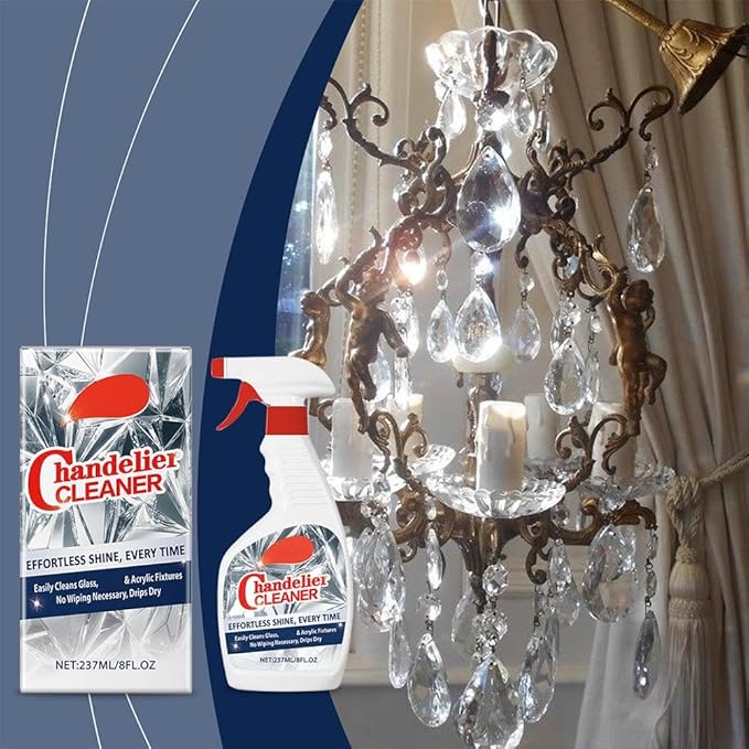 Chandelier Cleaner Drip Dry Spray, Chandelier Cleaner Drip Dry Spray No Wipe, Spray Away Dust Remover, Crystal,Figurine, Crystal Cleaner, Streak-Free Shine on Crystal (2pcs)