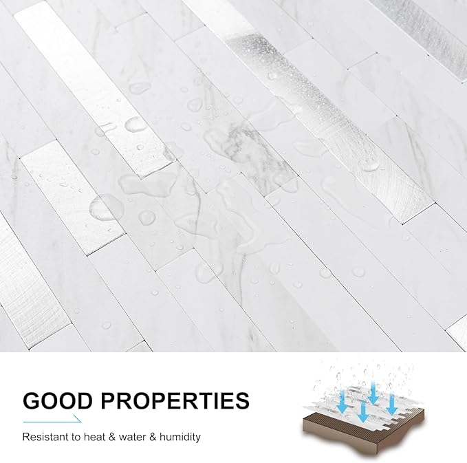 Peel and Stick Backsplash, 10-Sheet Peel and Stick Tiles PVC Wall Tile Stick on Backsplash for Kitchen