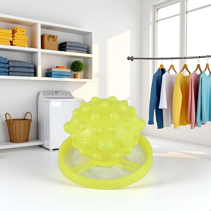 1Pc Yellow Pet Hair Remover for Laundry Reusable Hair Catcher,Pet Hair Remover Laundry， Laundry Float Trap Mesh Bag Washing Machine Hair Filter Washer Portable Hair Remover Washing Balls Lint Remover