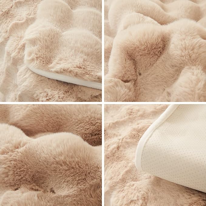 Soft Warm Faux Fur Couch Sofa Cover Thick Shaggy Fuzzy Sectional Couch Cover Non-Slip Solid Color Plush Sofa Slipcover Furniture Protector for Kids, Pets (Light Brown,43"x94")