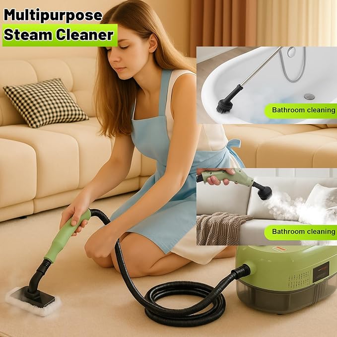 2500W Handheld Steam Cleaner, 15s Fast Heat-Up & 34oz Tank, 6-Level Adjustable Steam Control, Touch Screen Portable Steamer for Bathroom, Car, Tile, Floor, Kitchen, Home Cleaning