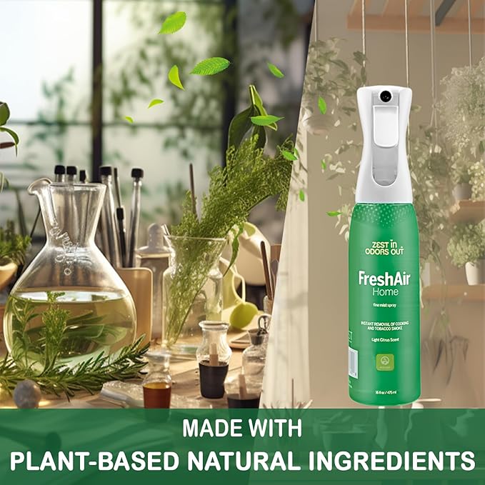 House of Zest FreshAir Home – Eliminate household odors, from trash, laundry, bathroom/diaper stink, and pet funk. Chemical Free, made with plant-based ingredients, with light citrus scent.2pk 32fl oz