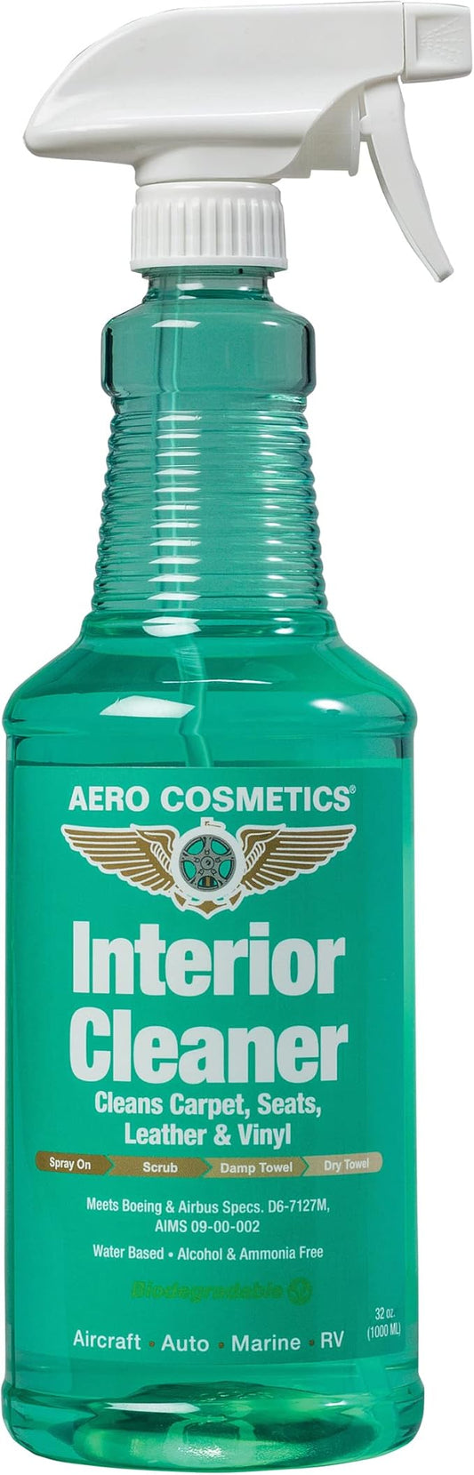 Aero Cosmetics Interior Cleaner, Carpet Cleaner, Seat Cleaner, Fabric Cleaner, 32 Fl oz. Aircraft Quality for Car, RV, & Aircraft, Meets Boeing and Airbus Specs