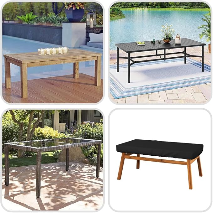 Covers & All Rectangle Table Top Cover, 12 Oz Waterproof UV & Weather Resistant Patio Table Cover, Outdoor Table Cover for Patio Furniture (80" L x 40" W x 5" H, Black)