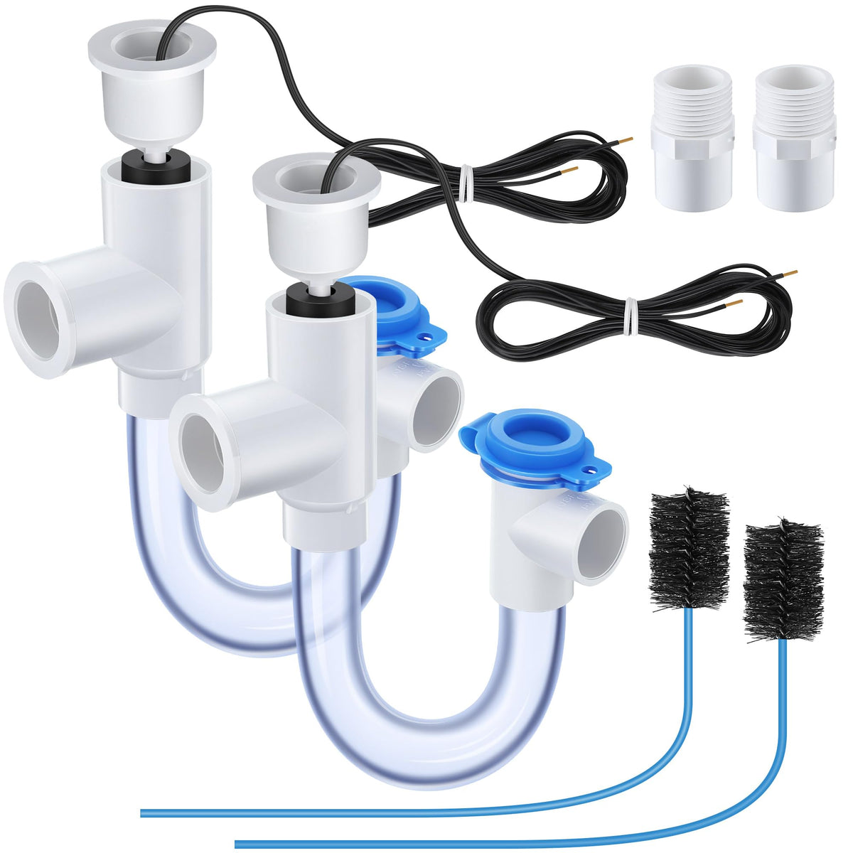 2 Pack 3/4" Condensate Trap with Built in Overflow Switch, White - Image 1