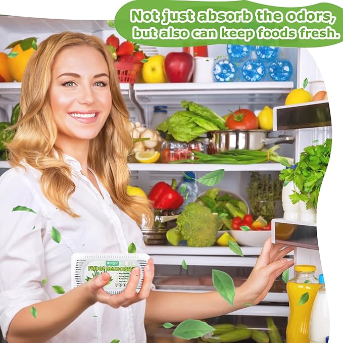Hengu Fridge Deodorizer, (6 Pack) Fridge Smell Eliminator Natural Activated Charcoal Fridge Deodorizer Odor Eliminator Refrigerator Deodorizer, Bamboo Charcoal Bags for Freezer