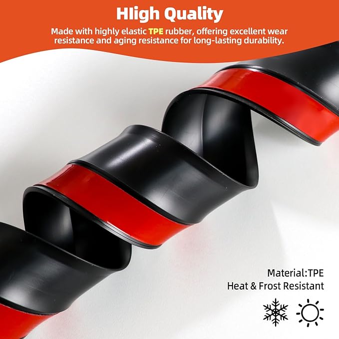 Garage Door Seal Top and Sides，40 FT Universal TPE Weather Stripping Garage Door Trim Seal Weatherproofing Garage Door Seals with Nails and Lids in Black