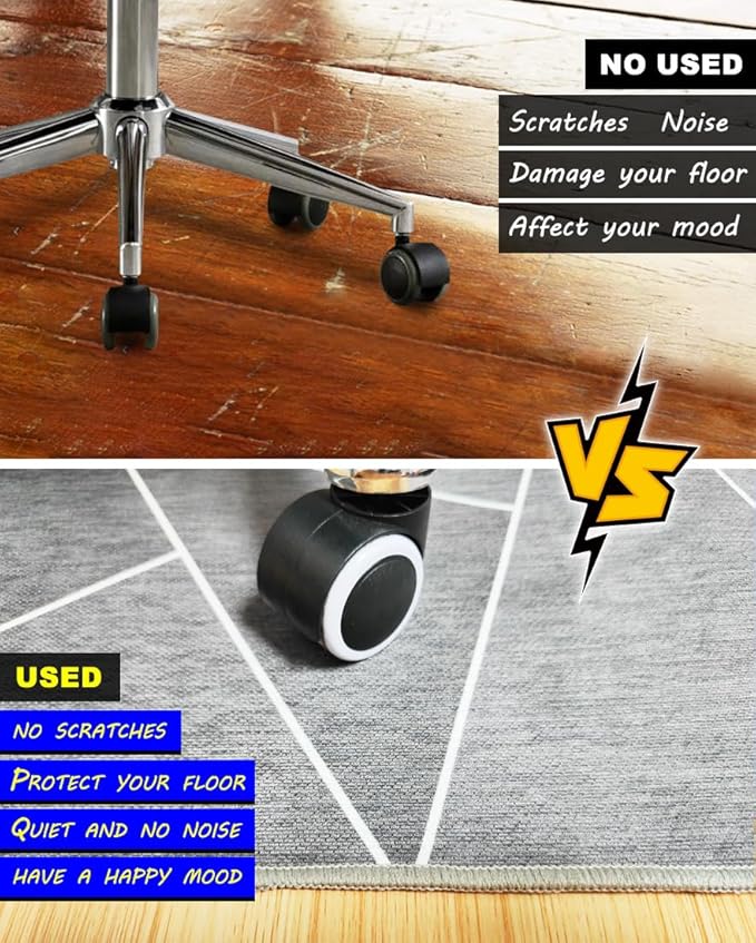 Office Chair Mat for Hardwood Floor & Low-Pile Carpet, 55"x35" Office Mat Easy to Move,Floor Mat for Office Chair,Rolling Desk Mat - Anti-Slip Desk Chair Mat for Laminate/Tile Floor, Black