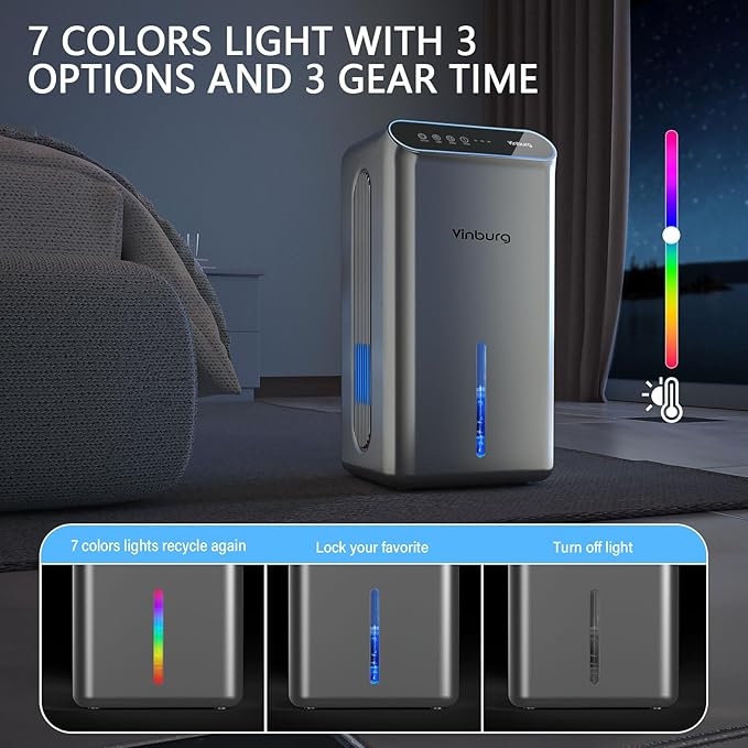 Dehumidifier for Basement (85 OZ, 800 sq ft) Quiet Dehumidifiers for Home, Auto Shut-Off, Sleep Mode, 3 Gear Timer(8H,16H,24H), Small Dehumidifier for Bedroom, Bathroom with Drain Hose(Silver Gray)