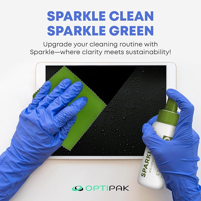 Sparkle Anti-Reflective Eco Friendly Lens Cleaner Spray Kit | (2x) 2oz Glasses Cleaner Bottle + (2x) Microfiber Cloth for Eyeglasses, Lenses, Screens and Sunglasses Cleaning Kit (4 Piece Set)