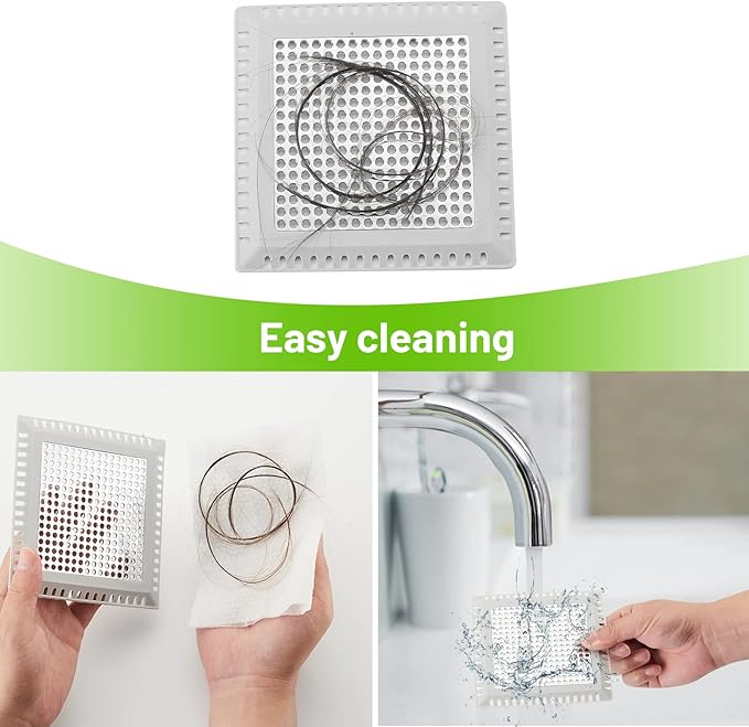 Shower Drain Cover - Quality Hair Catcher, Square Design - No Rust!