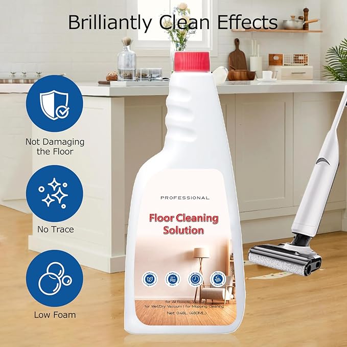 Floor Cleaning Solution Compatible with Roborock Vacuum Mop Solution Citrus Scented, Residue & Streak Free Deep Clean for Hardwood, for Roborock Saros 10/10R/Z70, Q7 Q8 Q10 S7 S8 Qrevo Series and More