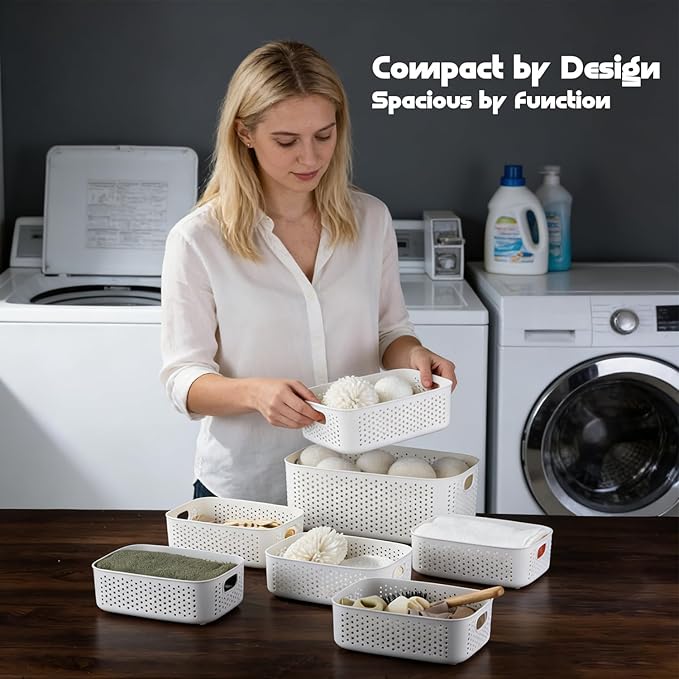 LivLab Mker Food Storage Container Sets BPA-Free plastic Stackable strainers colander for Kitchen Pantry Organization,fruit,vegetable