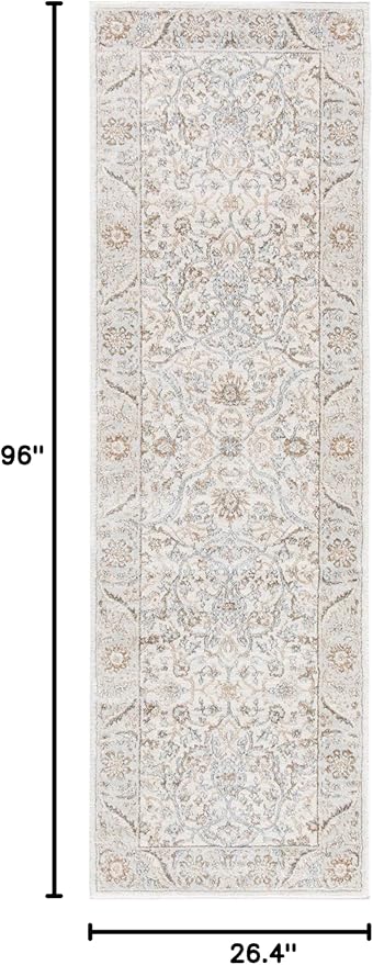 SAFAVIEH Isabella Collection Runner Rug - 2'2" x 8', Cream & Beige, Oriental Design, Non-Shedding & Easy Care, Ideal for High Traffic Areas in Living Room, Bedroom (ISA912A)