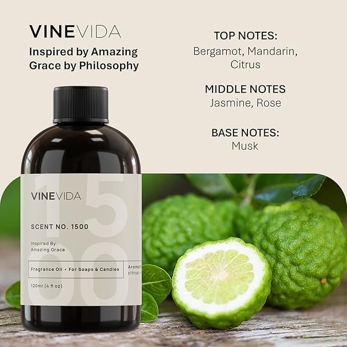 VINEVIDA Amazing Grace by Philosophy Fragrance Oil for Candle Making Scents Soap Making, Oils for Soy Wax, Bath Bombs, Linen Spray Air Freshener, Laundry Freshies 4 Fl Oz (Pack of 1)