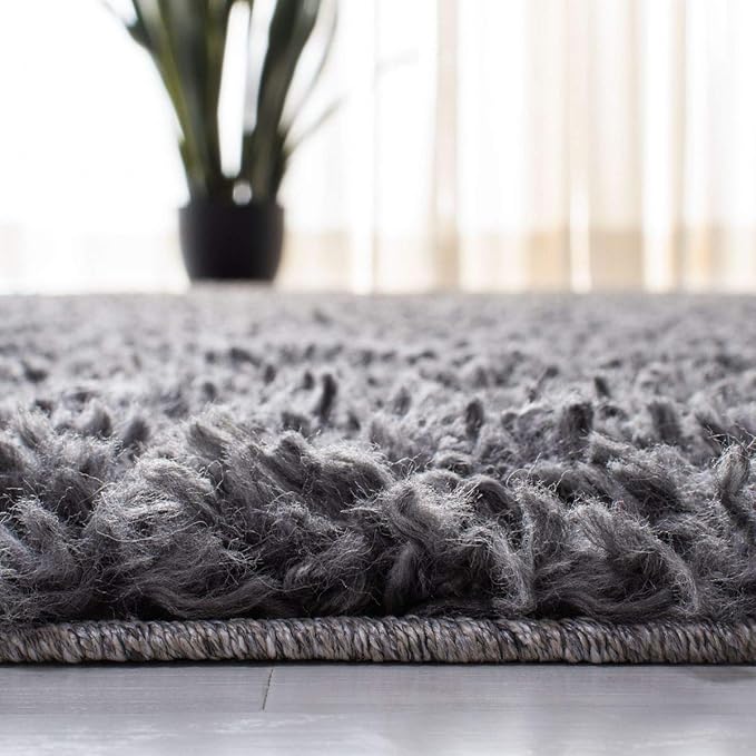 SAFAVIEH August Shag Collection Runner Rug - 2' x 11', Charcoal, Solid Design, Non-Shedding & Easy Care, 1.5-inch Thick Ideal for High Traffic Areas in Living Room, Bedroom (AUG200H)