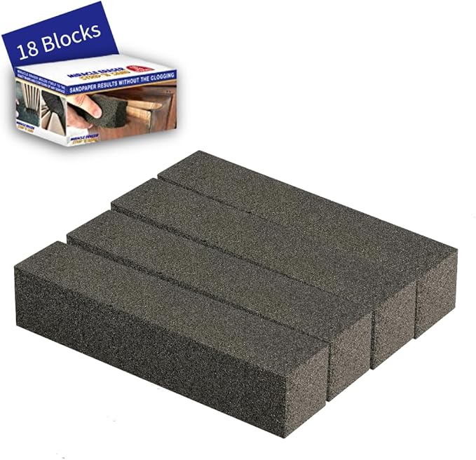 Strip 'N Sand Paint Remover 18 Blocks | Non‑Toxic, Chemical‑Free Paint & Varnish Stripper | Contour Sanding Blocks for Wood, Metal & Masonry | Ideal for Kitchen Cabinets, Furniture