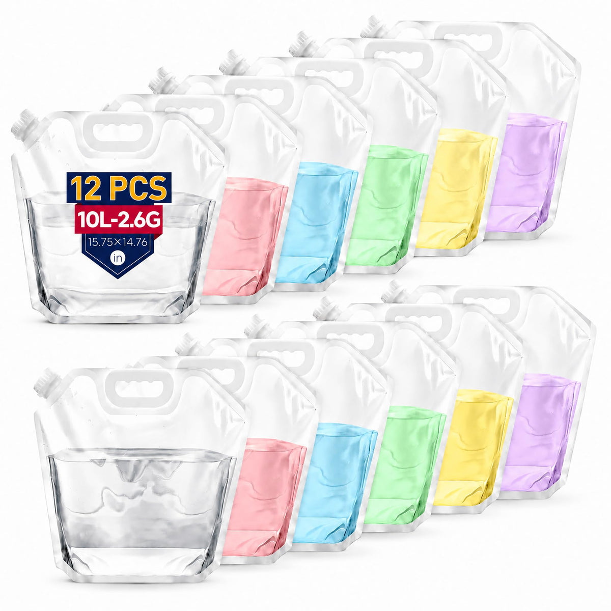 12 Pack 2.6 Gallon Water Storage Containers, Foldbale - Image 1