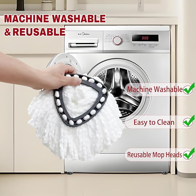 Spin Mop Replacement Heads, Mop Replace Head Easywring 1-Tank System, Mop Head Replacement for Hardwood Floor Cleaning, Machine Washable and Easy to Replace (2 Pack)