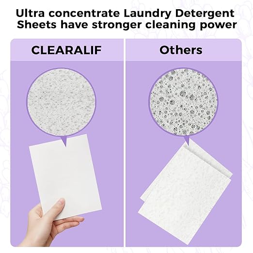 CLEARALIF Laundry Detergent Sheets, Up to 180 Loads, Fresh Lavender, liquidless, Eco-Friendly, Zero Waste, Save Space, Travel Laundry Strips for HE Machine