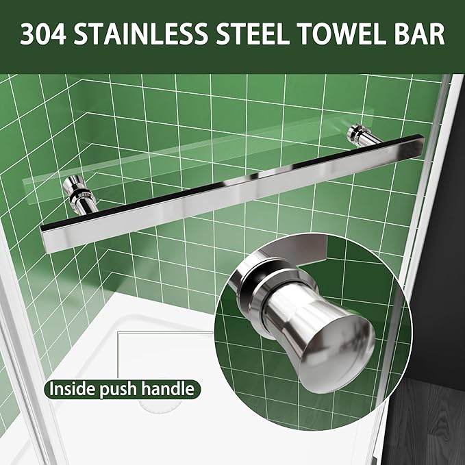 36" W x 36" D x 72" H Frameless Neo-Angle Shower Enclosure, Pivot Glass Shower Door with 1/4" (6mm) Clear SGCC Tempered Glass, Chrome Finish, Reversible Installation
