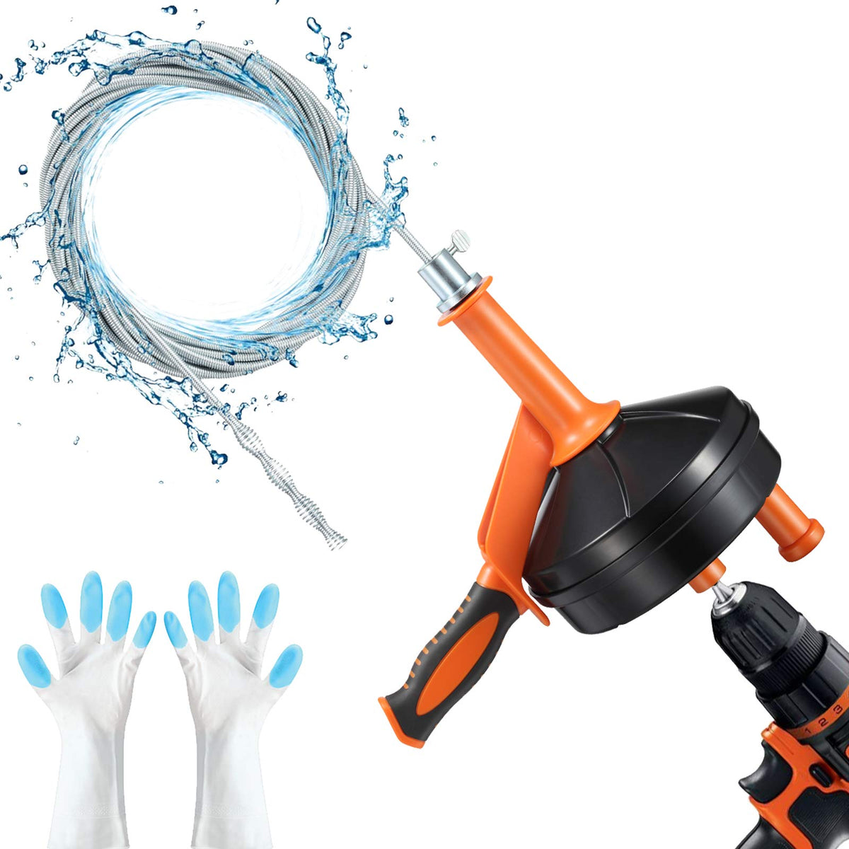 Drain Auger, Clog Remover with Drill Adapter - Image 1