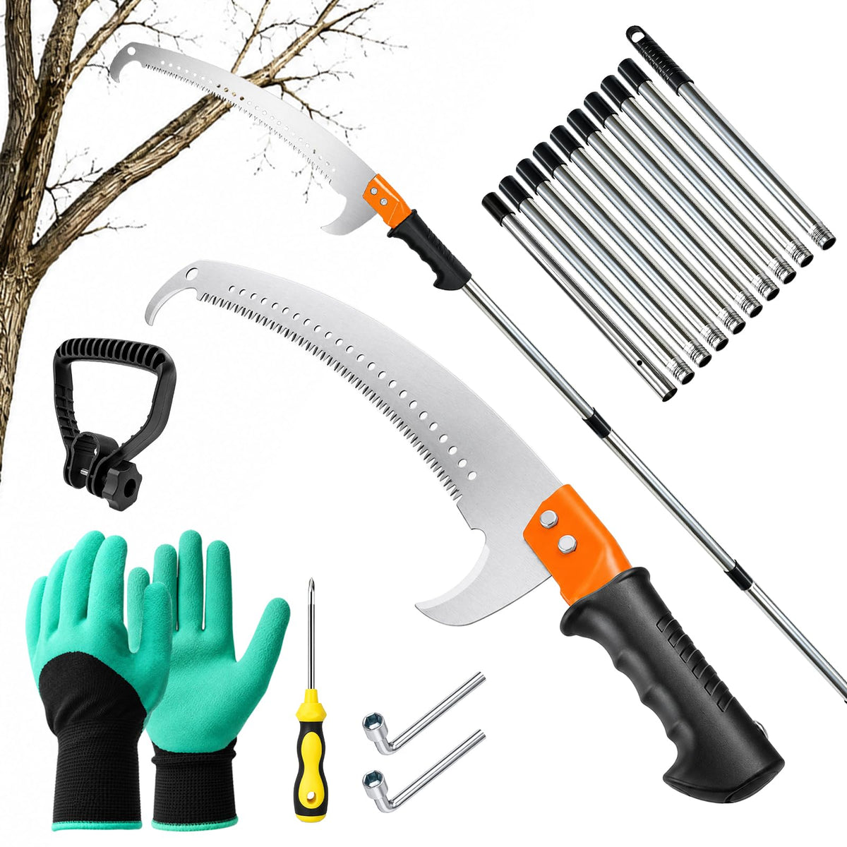 [Upgraded] 14FT 2-in-1 Pole Saw for Tree Trimming - Image 1