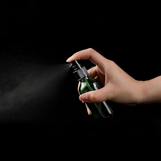 Green Glass Small Spray Bottle 2 oz 48 Packs,Fine Mist Sprayer Small Clear Bottles,Refillable Containers mini spray bottles for Cleaning Solutions and Skin Care (Green 48pcs)