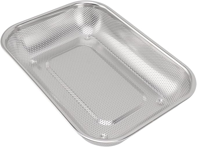 Mesh Vegetable Washing Basket, Large Stainless Steel Colander Strainer, Fruit Vegetable Rectangular Mesh Strainer Screen Basket Sink Colander Vegetable Washing Basket (L)