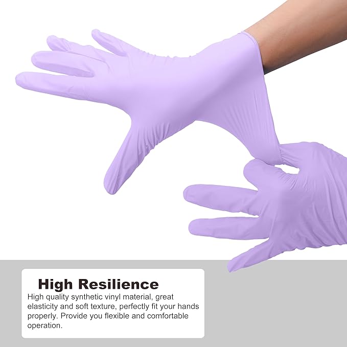 Disposable Gloves Medium, Nitrile and Vinyl Blend Material Gloves, Latex Free, 4 Mil 200 Pc Food Grade Glove for Cleaning, Food Prep, Hair Dye, Tattoo, Purple