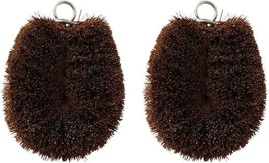 Kamenoko Tawashi Kiwame #1 - Set of 2 - Hemp Palm Brushes for Cleaning Kitchen and Bathroom - Small - Ideal for Washing Vegetables, Glasswares, and Pottery - Made in Japan