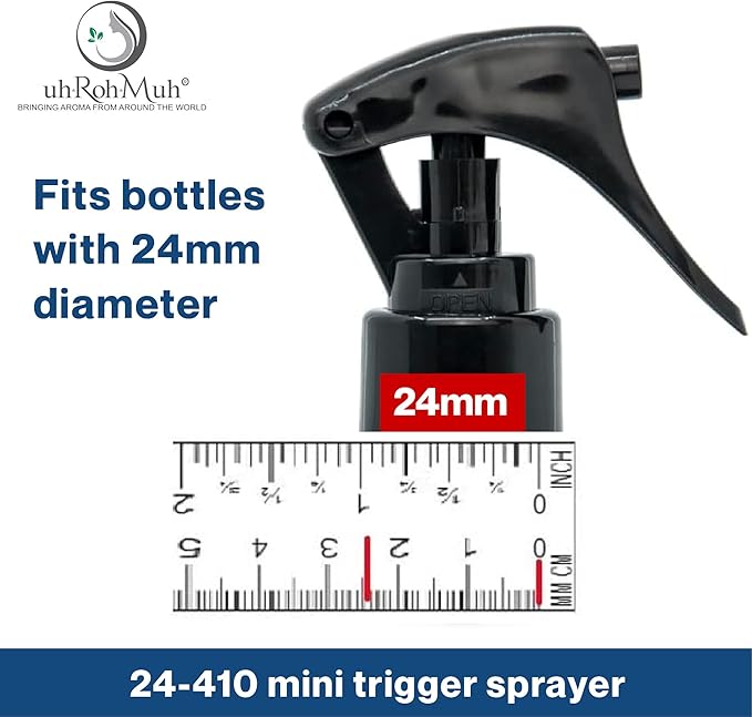 uh*Roh*Muh 24/410 Mini Trigger Sprayer (Pack of 50) Black - Smooth Skirt Design, Easy Fit, Adjustable Spray Nozzle - Perfect for DIY, Home, and Garden Use