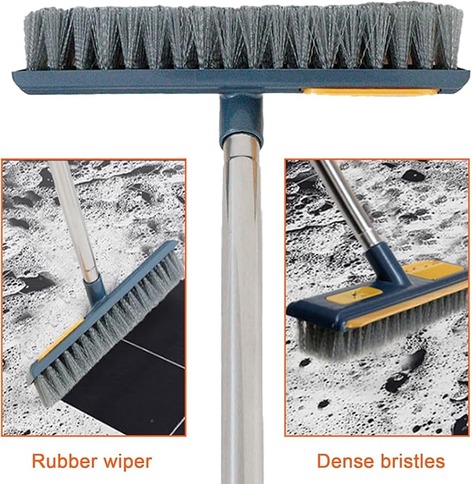 2 Pcs Grout Brush with Long Handle - Upgrade, 120°Rotation Tile Grout Cleaning Tool, V-Shape Shower Scrubber Cleaner Stiff Bristle for Cleaning Bathroom Wall, Baseboards, Tile Floors