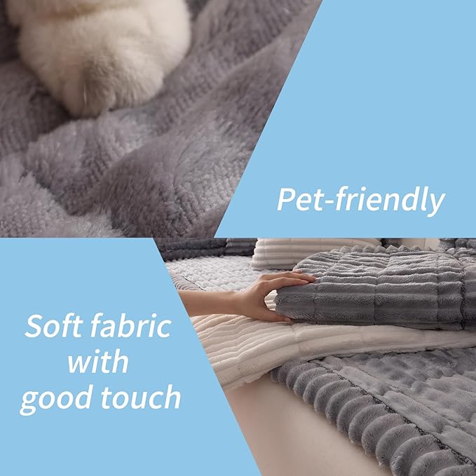 Couch Cover for Dogs Washable,Non Slip Fuzzy Durable Couch Covers for 3 Cushion Sofa Pet Friendly Sofa Cover Dog Thick Soft Slipcovers Protector Couches Mat Bed (Light Grey 27.6 "x 82.7"/70 x 210cm)