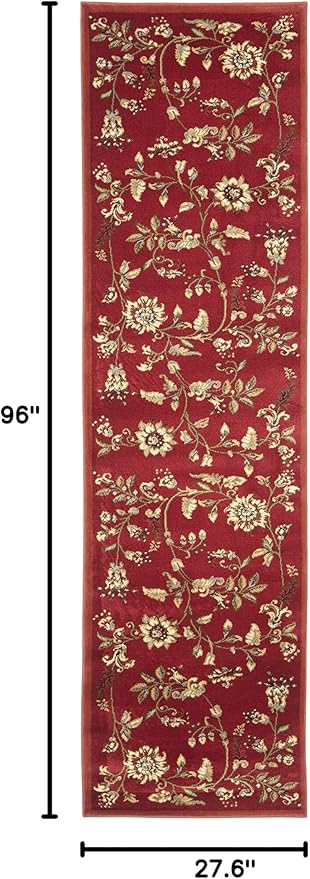 SAFAVIEH Lyndhurst Collection Runner Rug - 2'3" x 8', Red & Multi, Traditional Floral Design, Non-Shedding & Easy Care, Ideal for High Traffic Areas in Living Room, Bedroom (LNH552-4091)